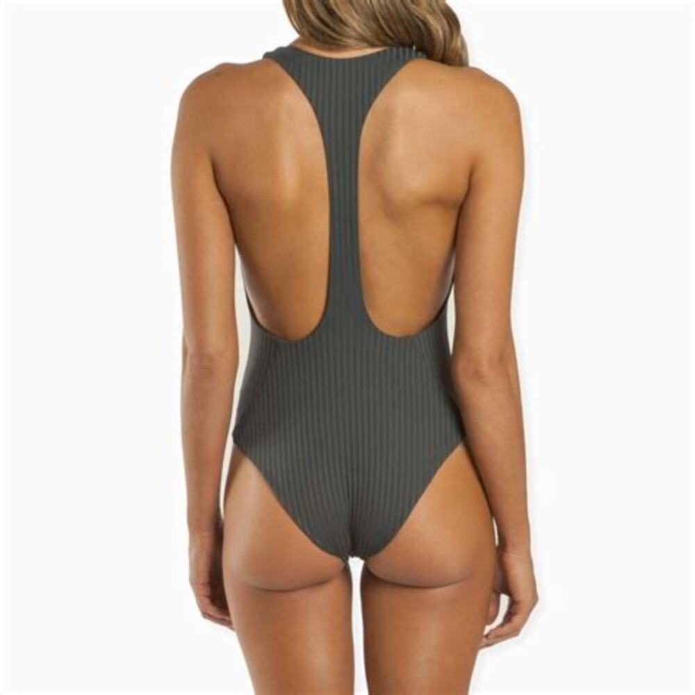 NWT Boys+Arrows Bad News Beck One Piece Swimsuit Iron Charcoal XS Plunge $220 - Picture 7 of 10